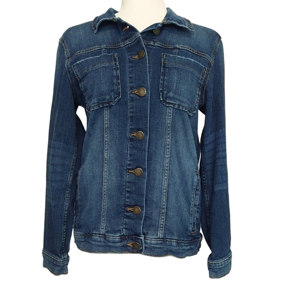 Rock & Republic Button-Up Long Sleeve Collared Denim Jacket 4 Pockets Modern - Picture 1 of 9